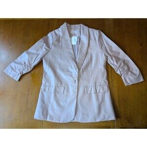 NWT Skies Are Blue Vegan Leather Blazer Small Blush Pink Ruched Sleeve Moto Line